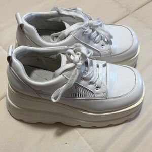 Women's White Platform Sneakers
